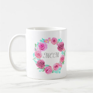 Caneca De Café Rosa Rosa Rosa Rosa Floral Wreath