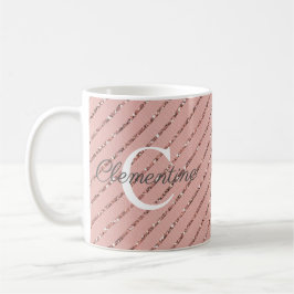 Caneca De Café Rosa Rosa Rosa Rosa Rosa Rosa Dourada Glitter Stri