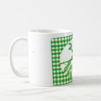 Caneca De Café Rosa Rosa Vintage Gingham Verde Cottagecore Floral