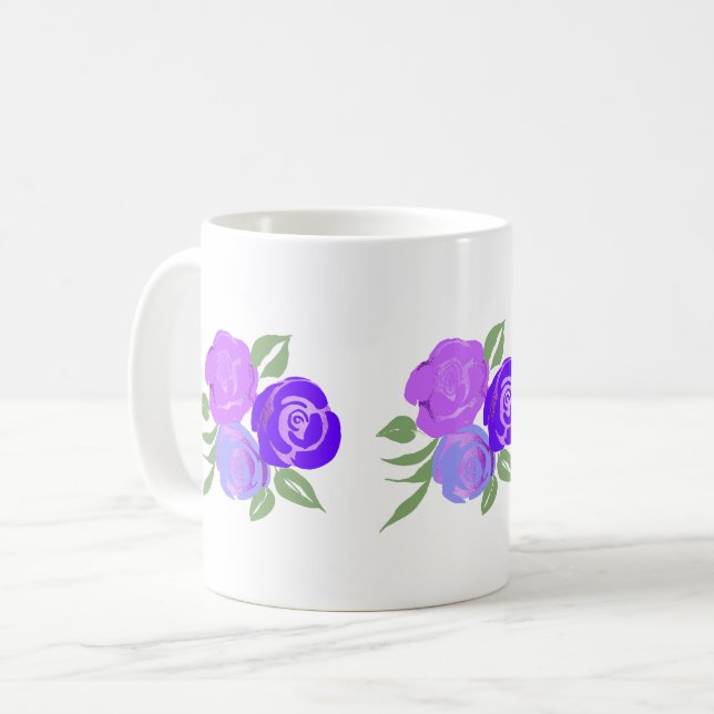 Caneca De Café Rosa Roxo (Frente Esquerda)