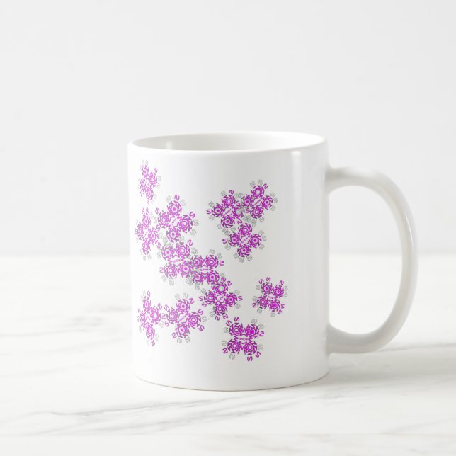 Caneca De Café rosa snowflakes1 (Direita)