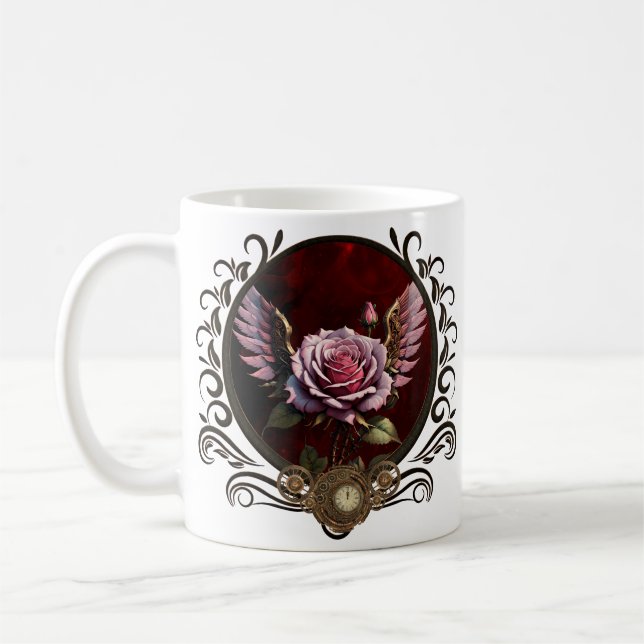 Caneca De Café Rosa Steampunk (Esquerda)