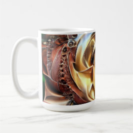 Caneca De Café Rosa Steampunk com Face Surreal - Flor Mecânico