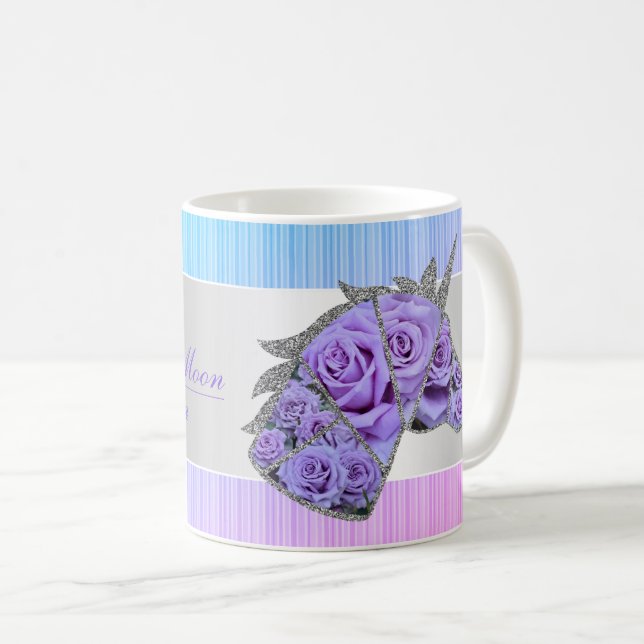 Caneca De Café Rosa Sweet Moon コーヒーマグカップ (Frente Esquerda)