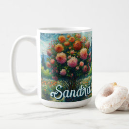 Caneca De Café Rosa Topike Estilo Van Gogh Rosas Rosa Floral