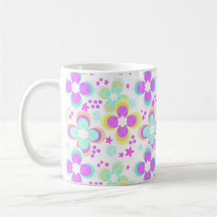 Caneca De Café Rosa, turquesa, floral