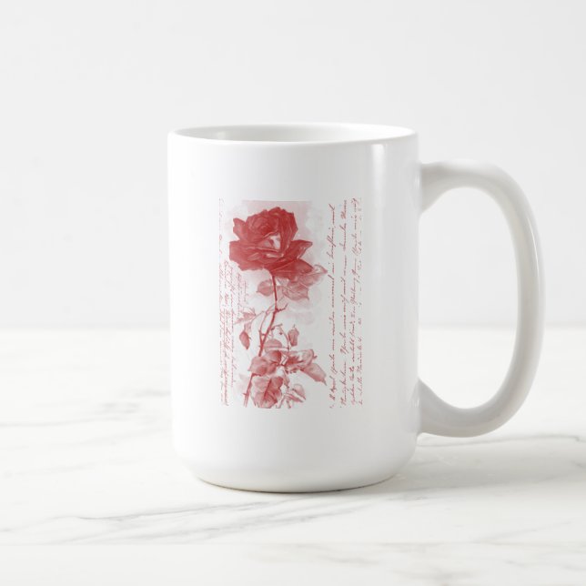 Caneca De Café Rosa Vermelha (Direita)