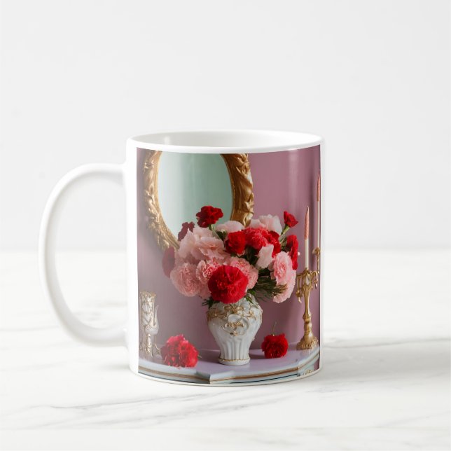 Caneca De Café Rosa vermelha com Mirror, Romance (Esquerda)