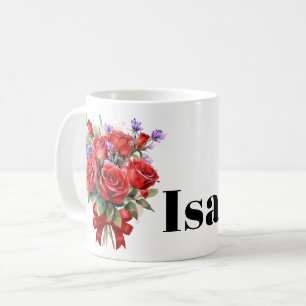 Caneca De Café Rosa vermelha e Lavanda - Mug Personalizado