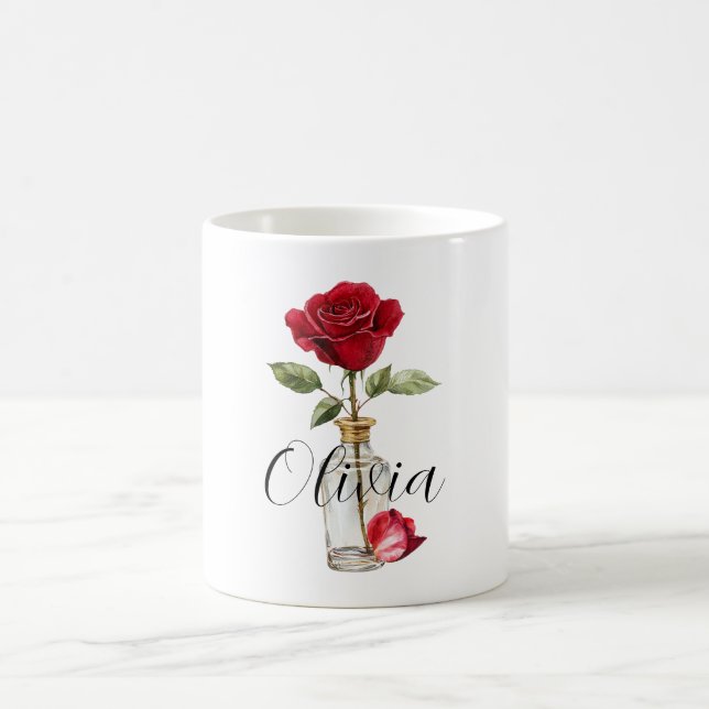 Caneca De Café Rosa vermelha e Petal (Centro)