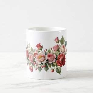 Caneca De Café Rosa Vermelha e Rosa Rosa Rosa Trocada