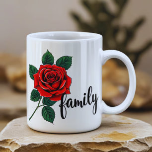 Caneca De Café Rosa vermelha Família Um símbolo de amor e unida