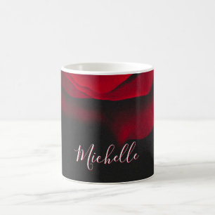 Caneca De Café Rosa vermelha monográfica personalizada fotografia