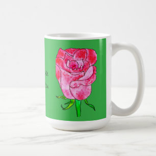 Caneca De Café Rosa Vermelha no Caule