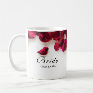 Caneca De Café Rosa vermelha Petals Noiva de Casamento