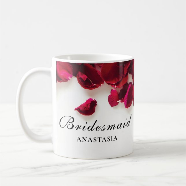 Caneca De Café Rosa vermelha Petals Wedding Bridesmaid (Esquerda)