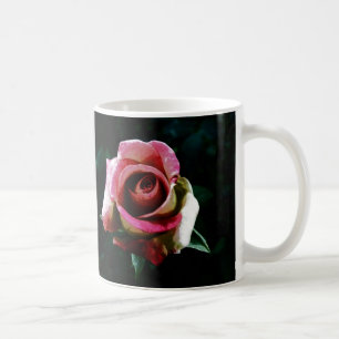 Caneca De Café Rosa vermelha pintada a óleo