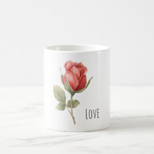 Caneca De Café Rosa Vermelha Romântica Amor
