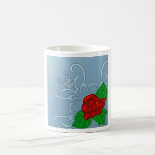 Caneca De Café Rosa Vermelha Romântica Clássica Floral