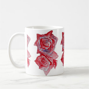 Caneca De Café Rosa vermelha Watercolor Mug