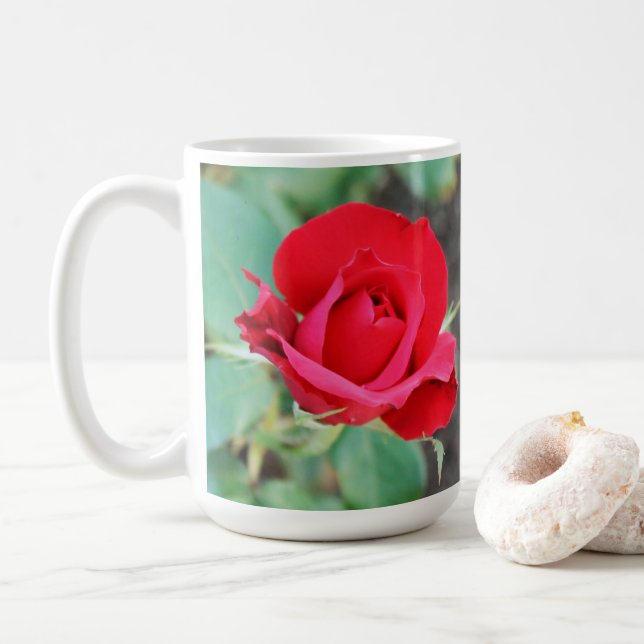 Caneca De Café Rosa Vermelho (Com Donut)