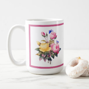 Caneca De Café Rosas Amarelas Cor-de-Rosa Clássicas Borboleta Rox