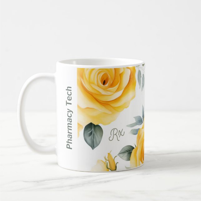 Caneca De Café Rosas Amarelas de Mug de Farmácia Personalizadas (Esquerda)