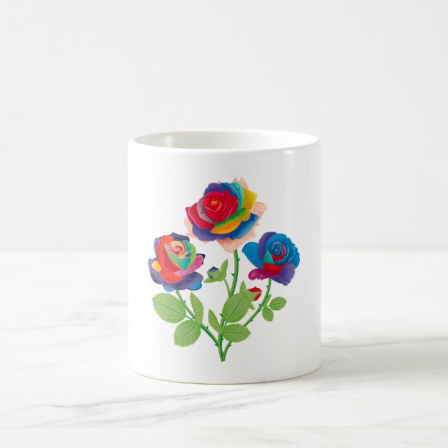 Caneca De Café Rosas arco-íris (Criador carregado)