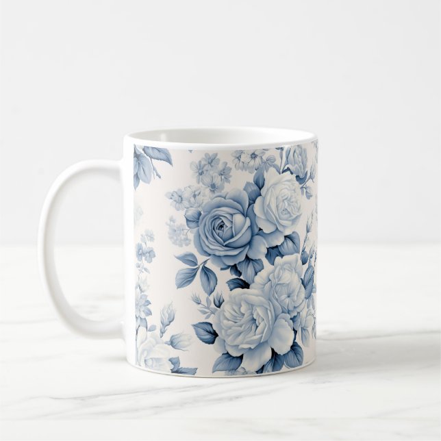 Caneca De Café Rosas Azuis Anticorpos Românticos (Esquerda)