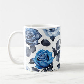 Caneca De Café Rosas azuis Floral 1