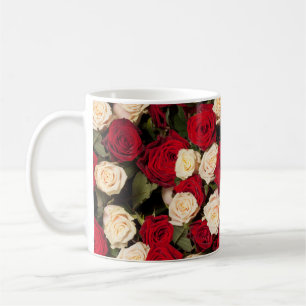 Caneca De Café Rosas, azulejo de fundo elegante e sem costura