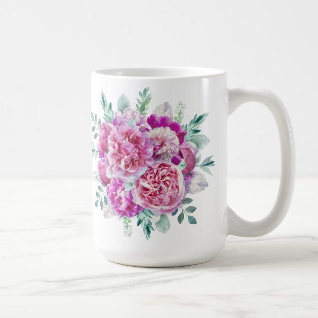 Caneca De Café Rosas claro e roxas (Direita)