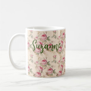 Caneca De Café Rosas Cor-de-Rosa Florais