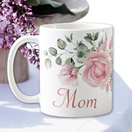 Caneca De Café Rosas Cor-de-Rosa Personalizadas para Mãe