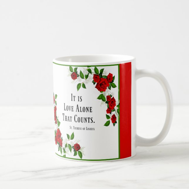 Caneca De Café Rosas das citações do St. Therese vermelhos (Direita)