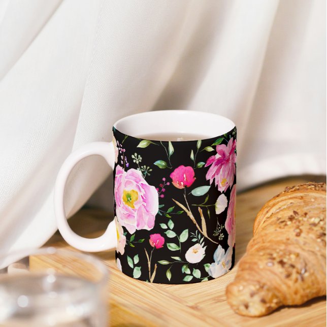 Caneca De Café Rosas de Aquarela (Criador carregado)