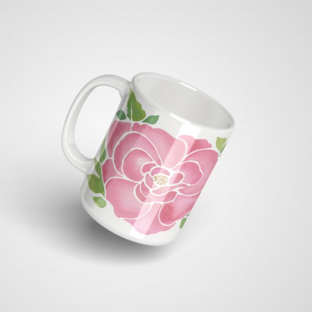 Caneca De Café Rosas de Aquarela Rosa Profundo (Criador carregado)