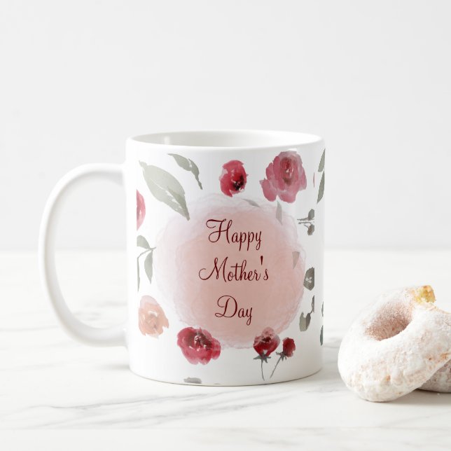 CANECA DE CAFÉ ROSAS DE DIA DE AS MÃES AMOR (Com Donut)