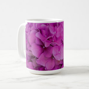 Caneca De Café Rosas de hidrangeas florais magenta cor-de-rosa El