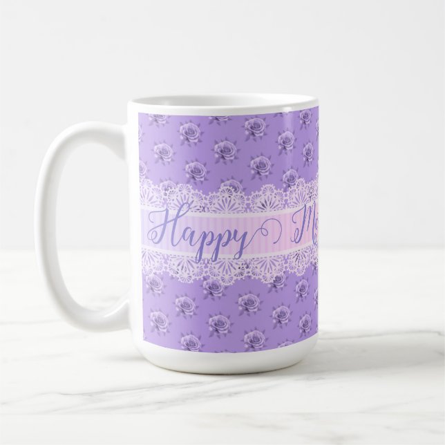 Caneca De Café Rosas de Lavanda e local personalizados (Esquerda)