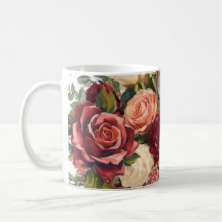 Caneca De Café rosas de padrão floral