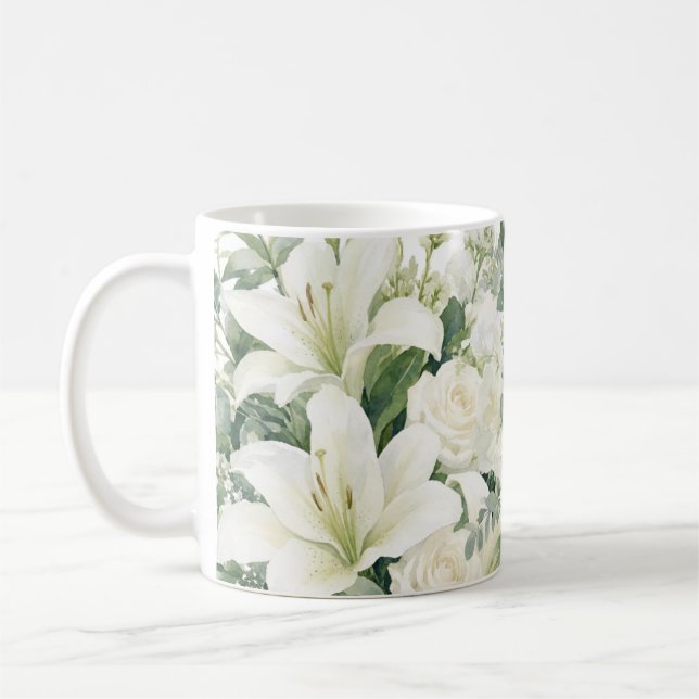 Caneca De Café rosas de padrão floral (Esquerda)