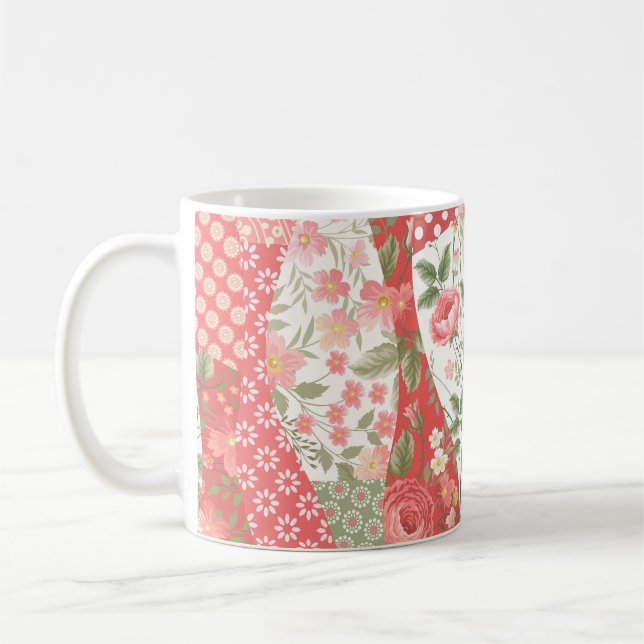 Caneca De Café Rosas de patch: design de padrão uniforme. (Esquerda)