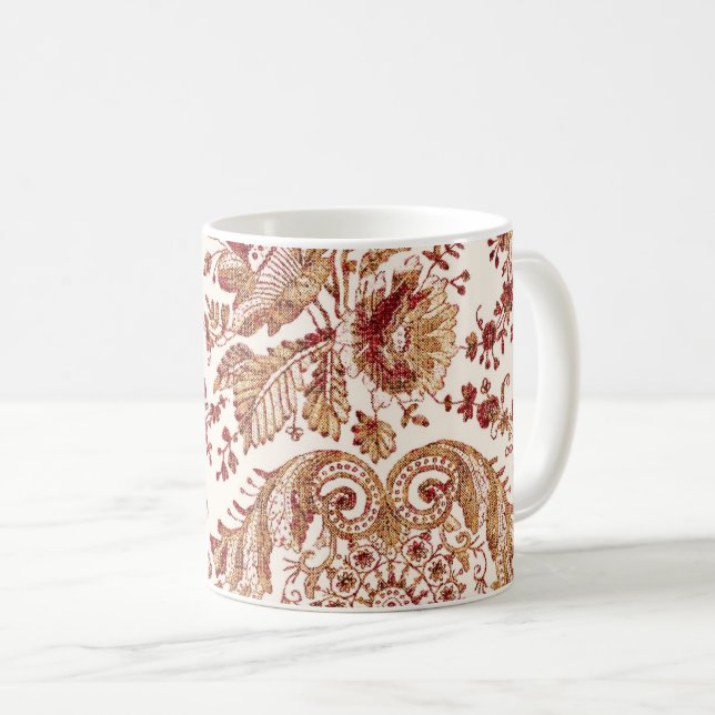 Caneca De Café Rosas Douradas E Vermelhas (Frente Esquerda)