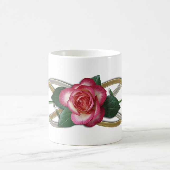Caneca De Café Rosas Dourados do Duplo Infinity Silver (Centro)