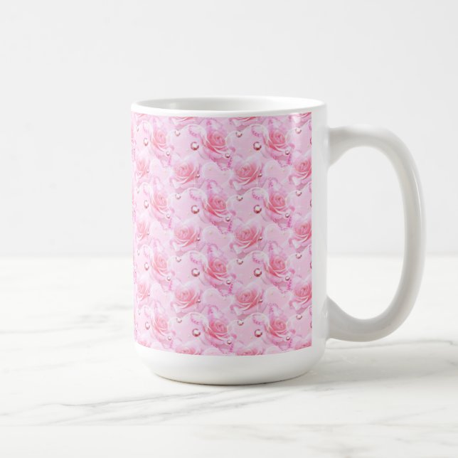 Caneca De Café Rosas e Corações Rosa Mug (Direita)