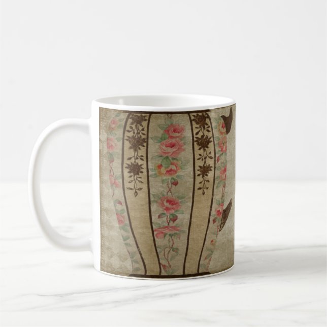 Caneca De Café Rosas e faixas do estilo porcelana japonês (Esquerda)