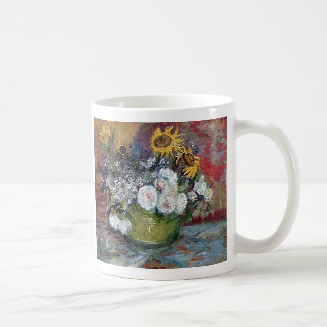 Caneca De Café Rosas e girassóis por Van Gogh (Direita)