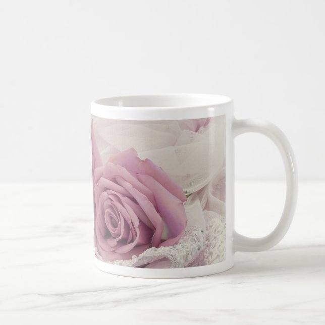 Caneca De Café Rosas E Lace A Caneta De Vida Estática (Direita)