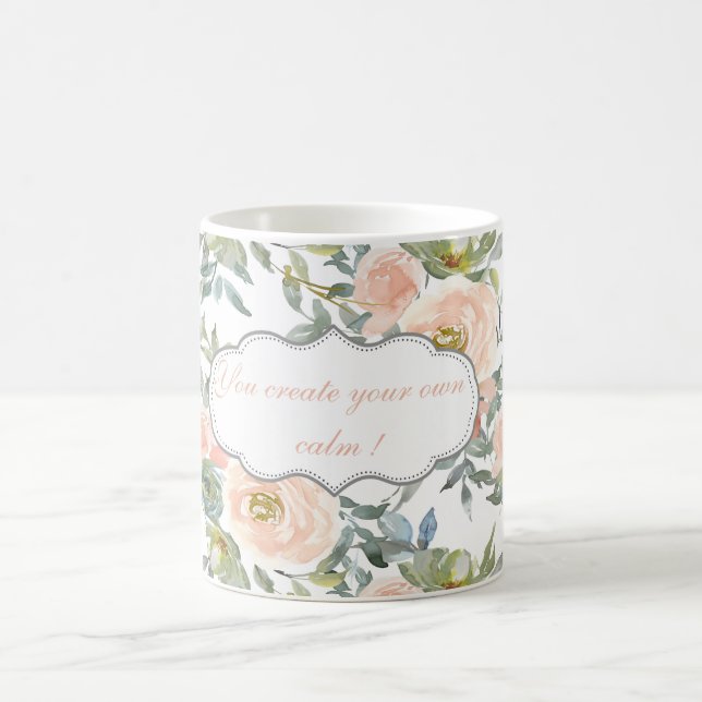 Caneca De Café Rosas Elegantes Chic,Mensagem Motivacional (Centro)